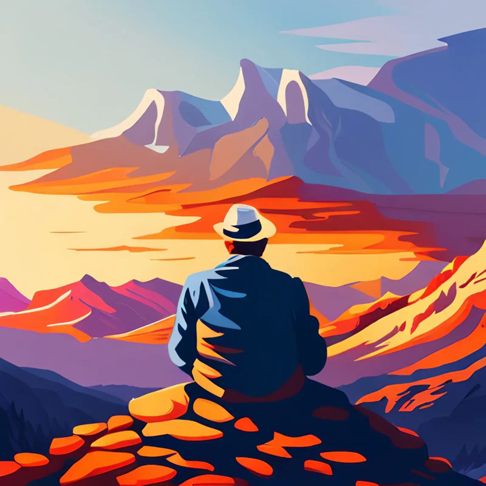 Man Looking at Mountain Sunset Showing the Importance of Creating a Sustainable Future
