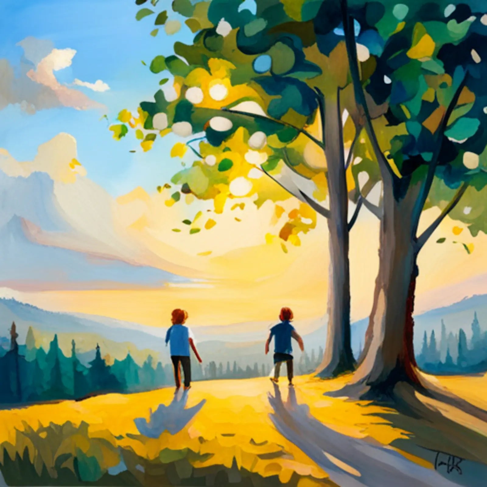 Two Kids Playing In A Clean Sustainable Eco Friendly World