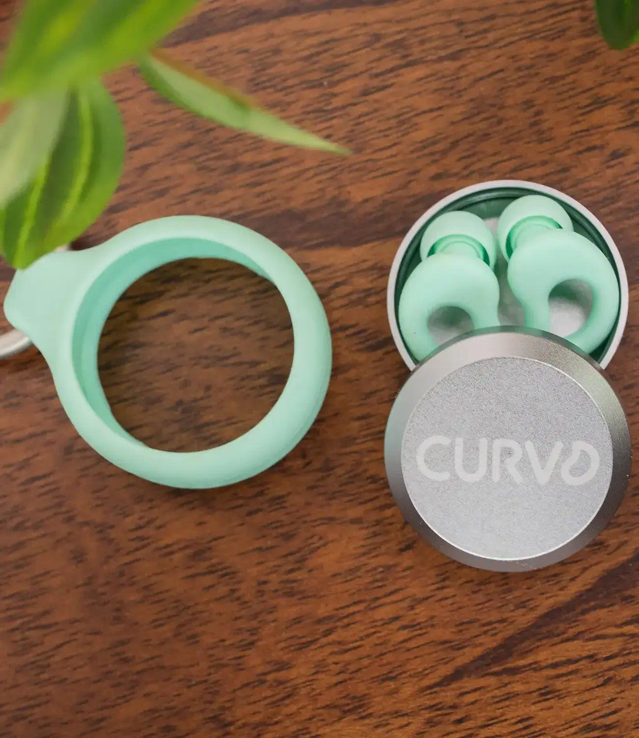 Comfortable CURVD Mint Earplugs and Case Clip with Premium Aluminum Case 