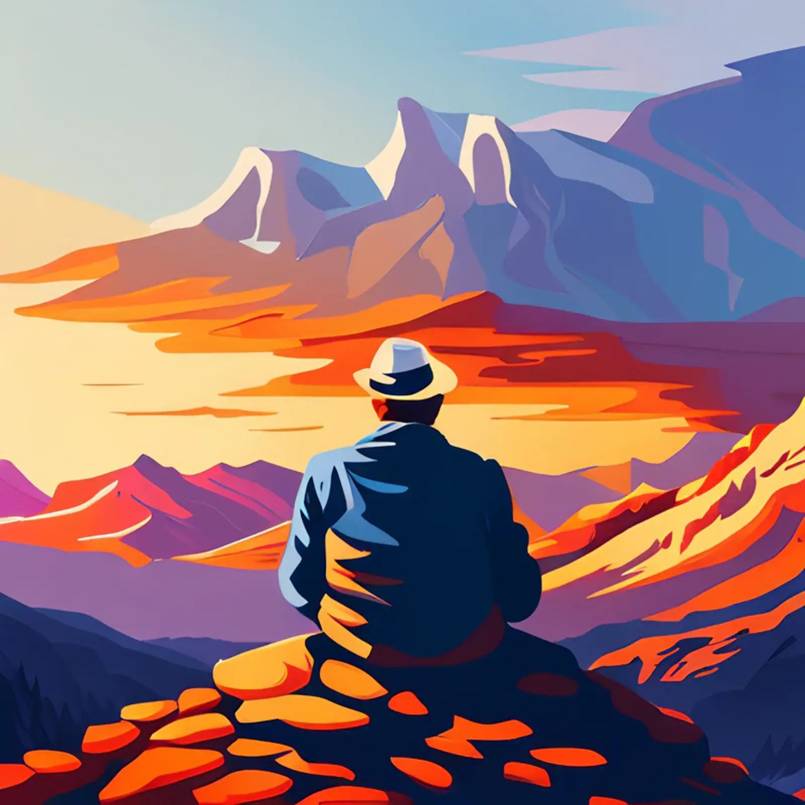 Man Looking at Mountain Sunset Showing the Importance of Creating a Sustainable Future